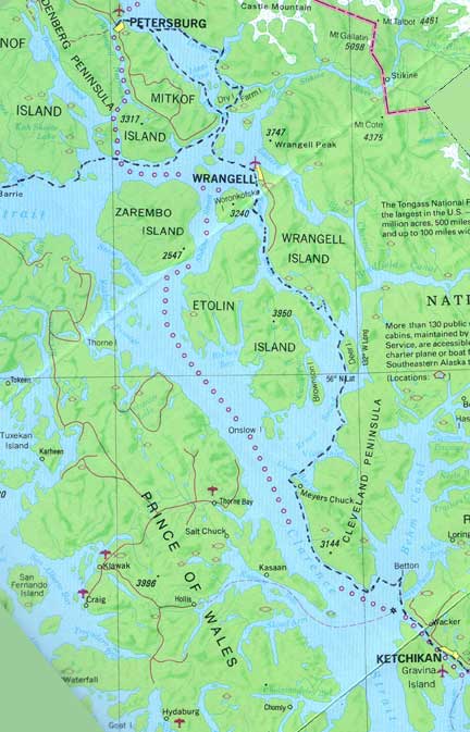 Map 3: Wrangell to Ketchikan